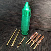 Набір для чищення флобера 4,5 мм, L-155 мм, алюмінієвий тубус (шомпол двоколінний латунь, 5 насадок)