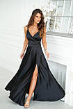 Вечірнє атласне плаття в підлогу, фото 3