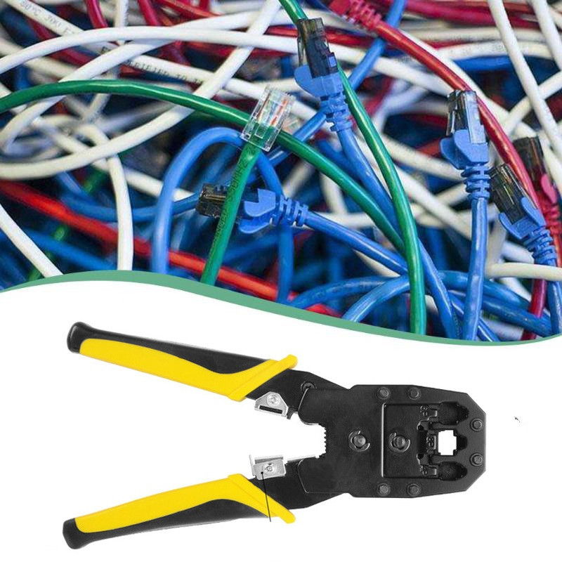 Кліщі для обтискання крученої пари RJ45 Інструмент опресування штекерів конекторів Lan мережевого кабелю, фото 1