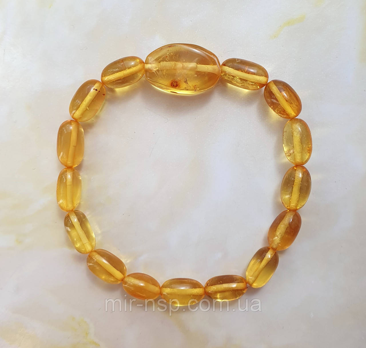 Браслет 100% натуральний цілісний бурштин вага 7,5г розмір 19, фото 1
