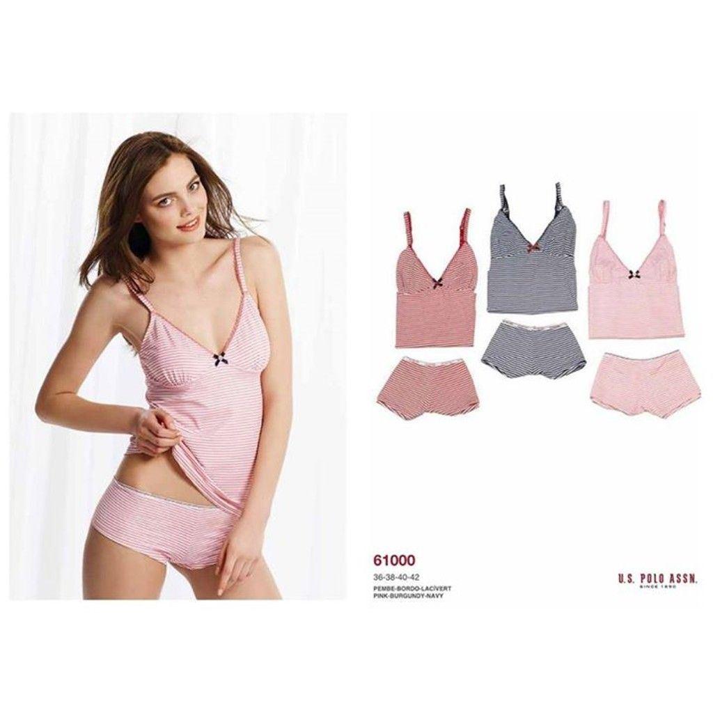 Домашній штяг US Polo Assn Майка і шорти жіночі 61000 бордовий 40 р, фото 1