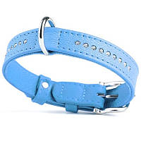 Нашийник Elit 12 мм 190-250 мм шкіра зі стразами блакитний 8010/17 KARELINE