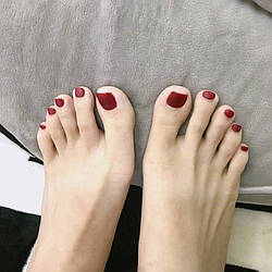 Матові однотонні накладні нігті для педикюру + клей (для пальців ніг) 02