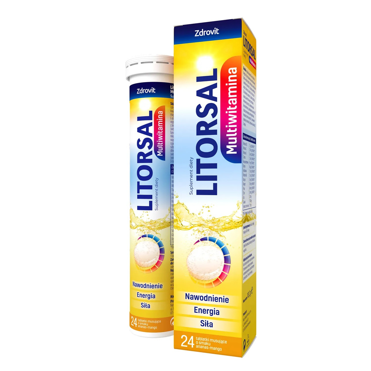 Zdrovit Litorsal Multivitamin спортивний напій із калієм, вітаміном С, смак манго-ананас, 24 шипучих табл. До 04/2026