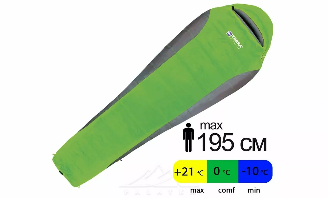 Спальний мішок Terra Incognita Siesta 200 LONG (зелений/сірий)