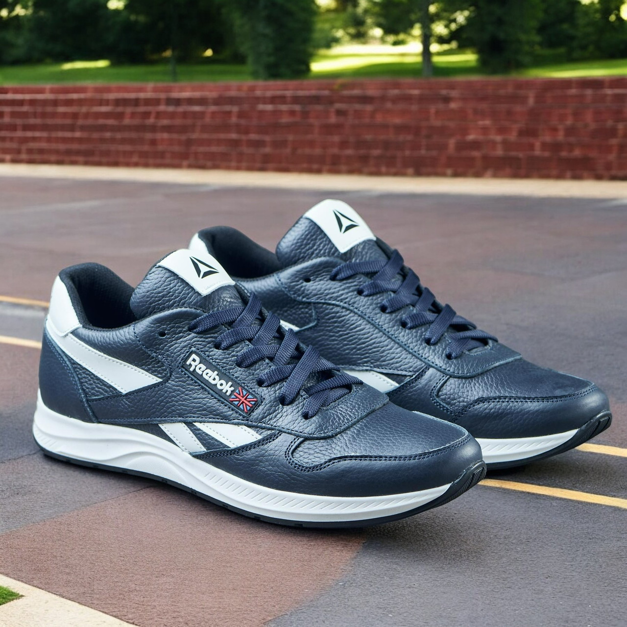 Чоловічі шкіряні кросівки (натуральна шкіра) сині демісезонні, чоловіче взуття весна осінь, розміри 40-45, фото 1