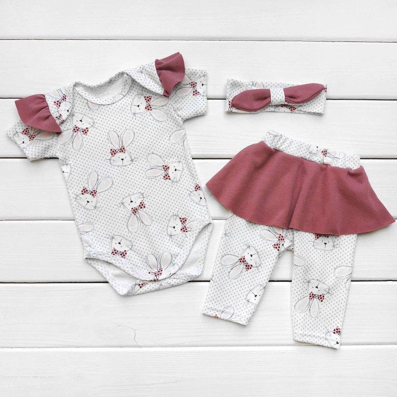 Ошатний комплект для новонародженої дівчинки MiMiMi зріст 68 см (3 - 6 місяці) Malena Білий з принтом, фото 1