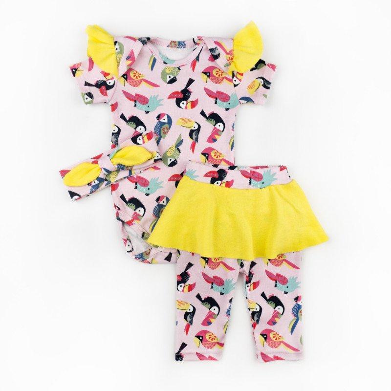 Ошатний комплект для новонародженої дівчинки MiMiMi зріст 74 см (6 - 9 місяці) Malena Жовтий з принтом, фото 1