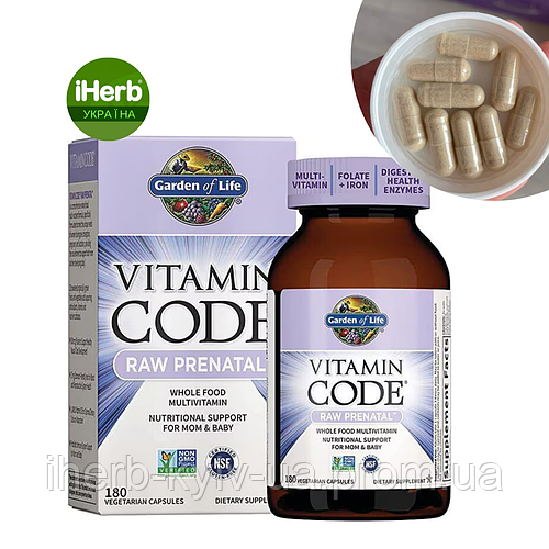 Garden of Life, Vitamin Code, RAW prenatal, витамины для беременных ...
