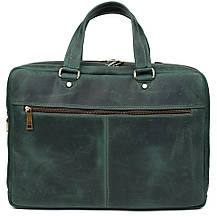 Чоловіча шкіряна ділова сумка зелена RE-4664-4lx TARWA на два відділення 15", фото 2