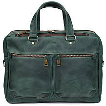 Чоловіча шкіряна ділова сумка зелена RE-4664-4lx TARWA на два відділення 15", фото 3