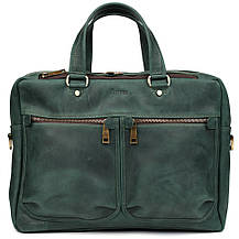 Чоловіча шкіряна ділова сумка зелена RE-4664-4lx TARWA на два відділення 15", фото 5