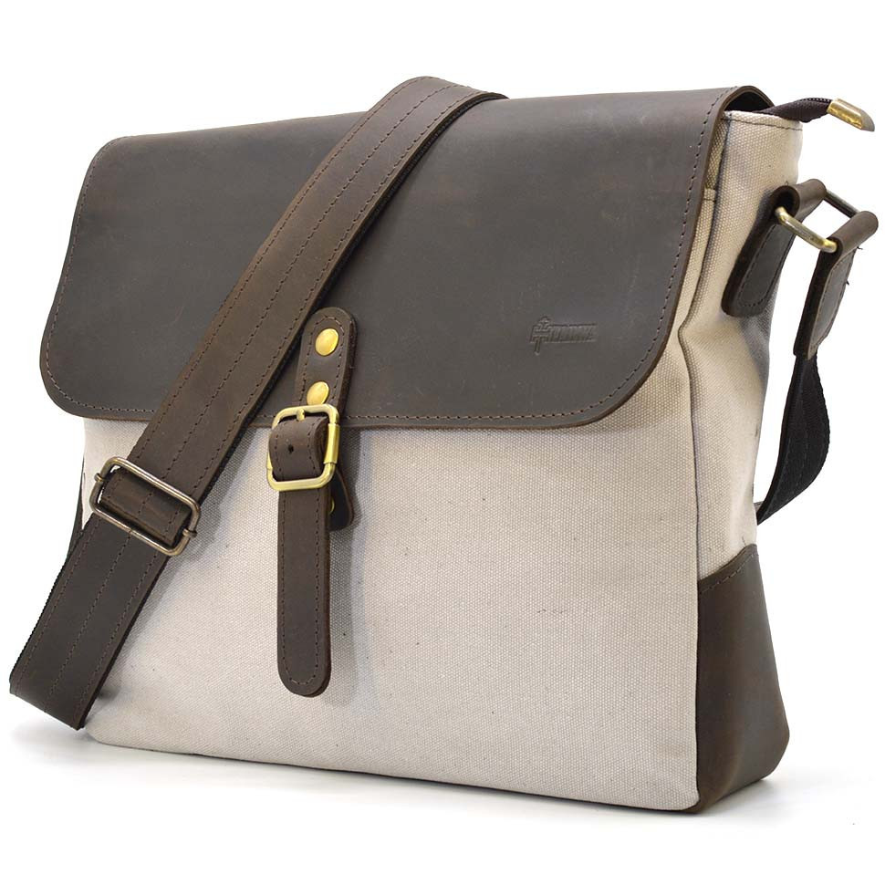 Сумка через плече парусина та шкіра крейзі хорс RCj-6600-4lx TARWA
