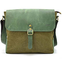 Сумка через плече хакі парусина та шкіра крейзі хорс REH-6600-4lx TARWA, фото 5