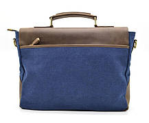 Чоловіча сумка для ноутбука TARWA з великим відділенням під клапаном синя, фото 4