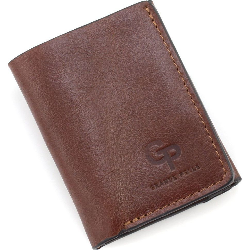 Невеликий шкіряний гаманець Grande Pelle 503623 коньяк