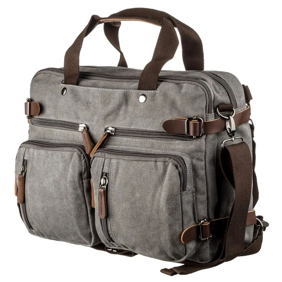 Сумка-трансформер із канвас, сіра John McDee JD2015J велика