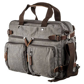 Сумка-трансформер із канвас, сіра John McDee JD2015J велика, фото 1