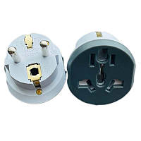 Переходник на евророзетку всех стран (UK, US, CN, AU, EU) с заземлением 16А Белый