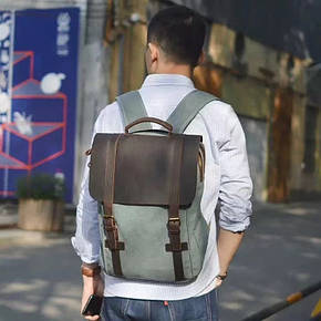 Міський рюкзак Т342k (BUG) з тканини Canvas і кінської шкіри, фото 3
