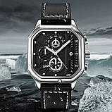 Чоловічий квадраний годинник з хронографом Skmei 1963SI Silver, фото 3