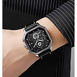 Чоловічий квадраний годинник з хронографом Skmei 1963SI Silver, фото 2