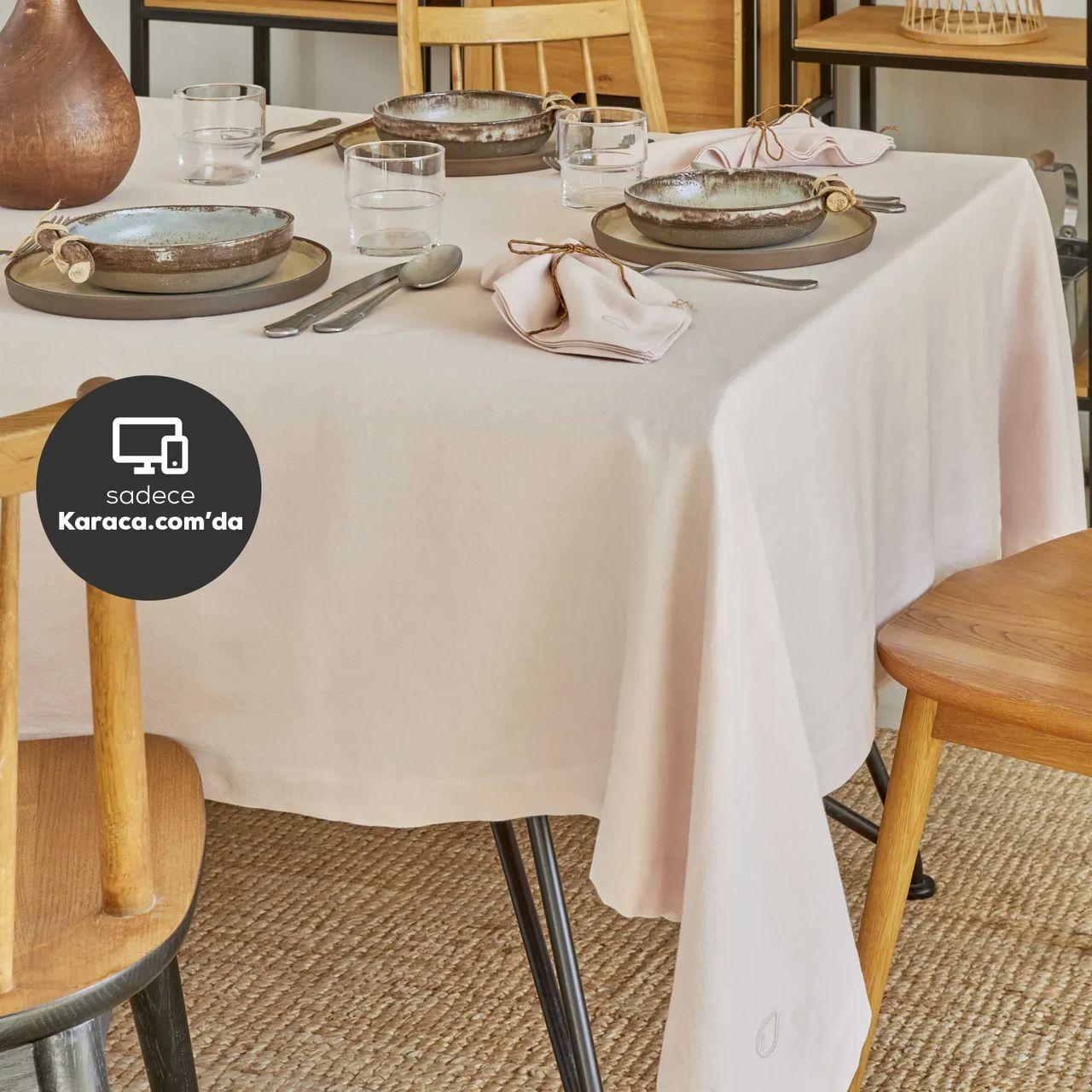 Скатертина Karaca Home 4 Element Hava Su blush пудровий 160x240, фото 1