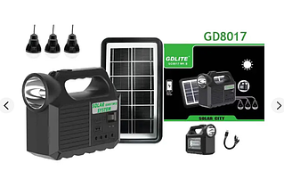 Ліхтар PowerBank портативний GD 8017 MKII із сонячною панеллю і 3 лампами YU227