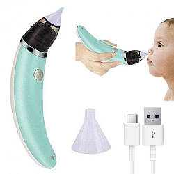 Аспіратор дитячий назальний електронний USB NASAL ASPIRATOR Зелений / Електро аспіратор для носа / Соплевідсмоктувач
