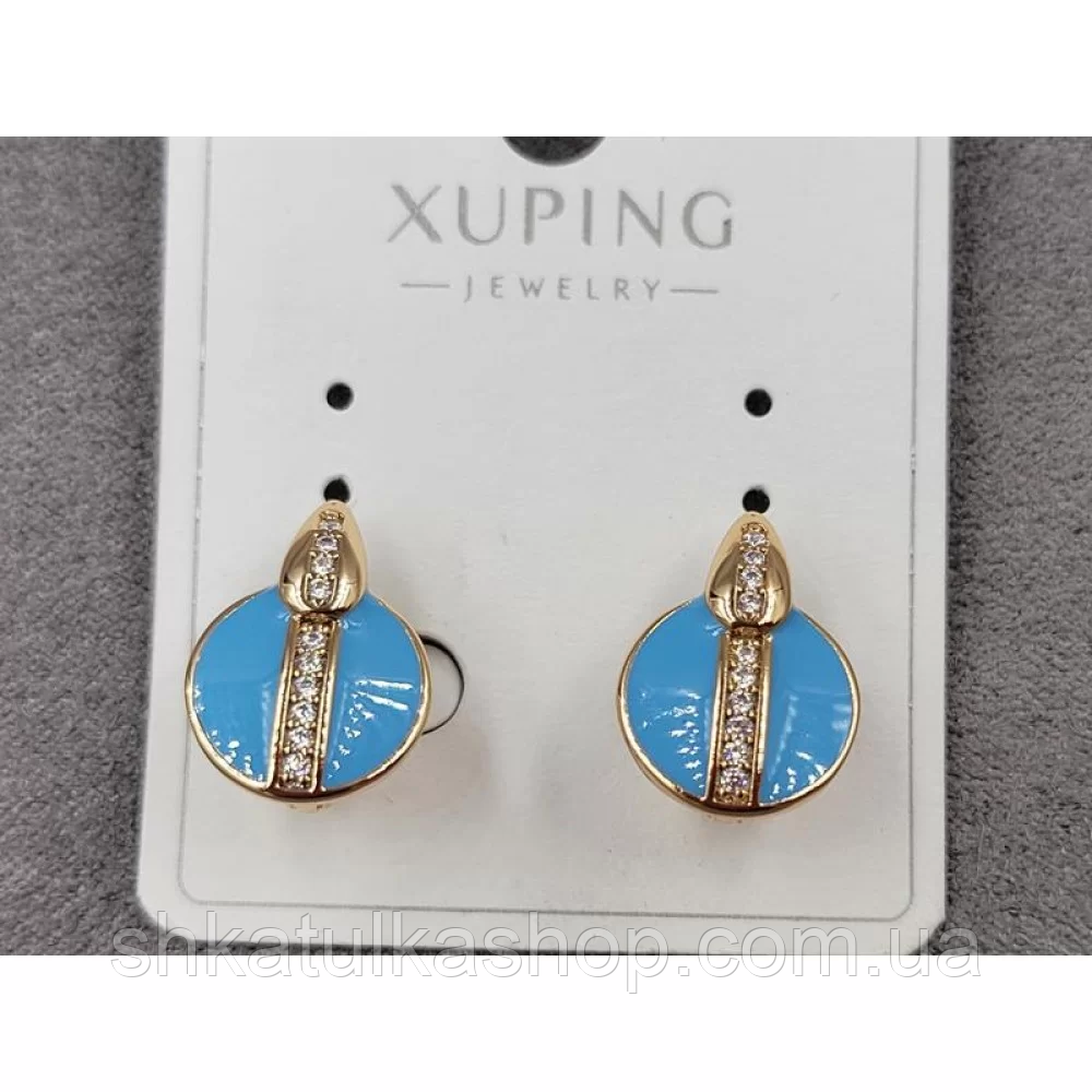 Сережки Xuping 11*15мм, англійський замок, 18к, фото 1
