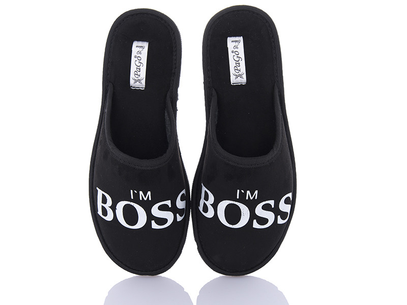 Капці закриті чорні PaGo "I'm Boss" підлітковий бос