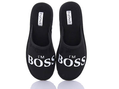Капці закриті чорні PaGo "I'm Boss" підлітковий бос