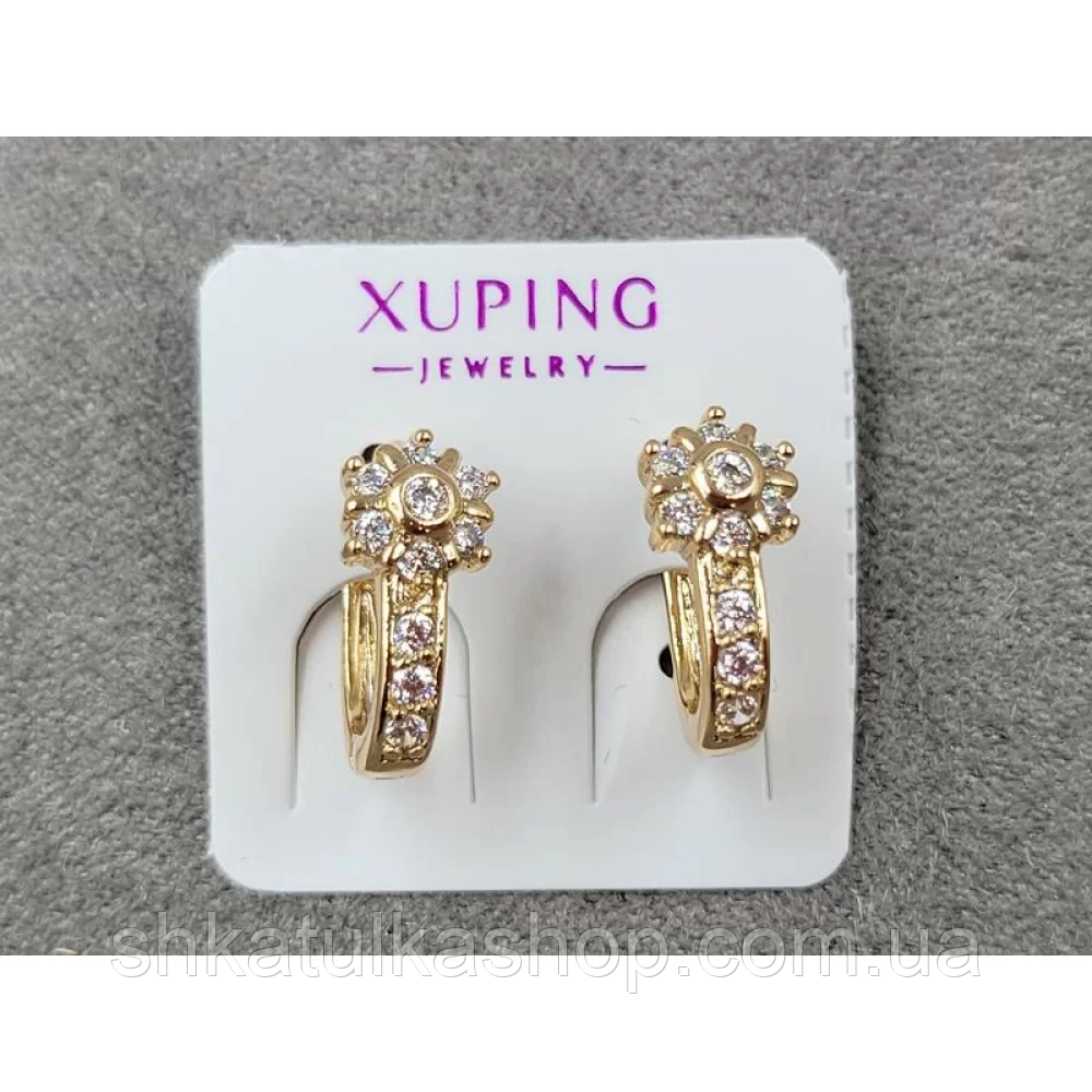 Сережки Xuping 6*13мм, англійський замок, 18к, фото 1