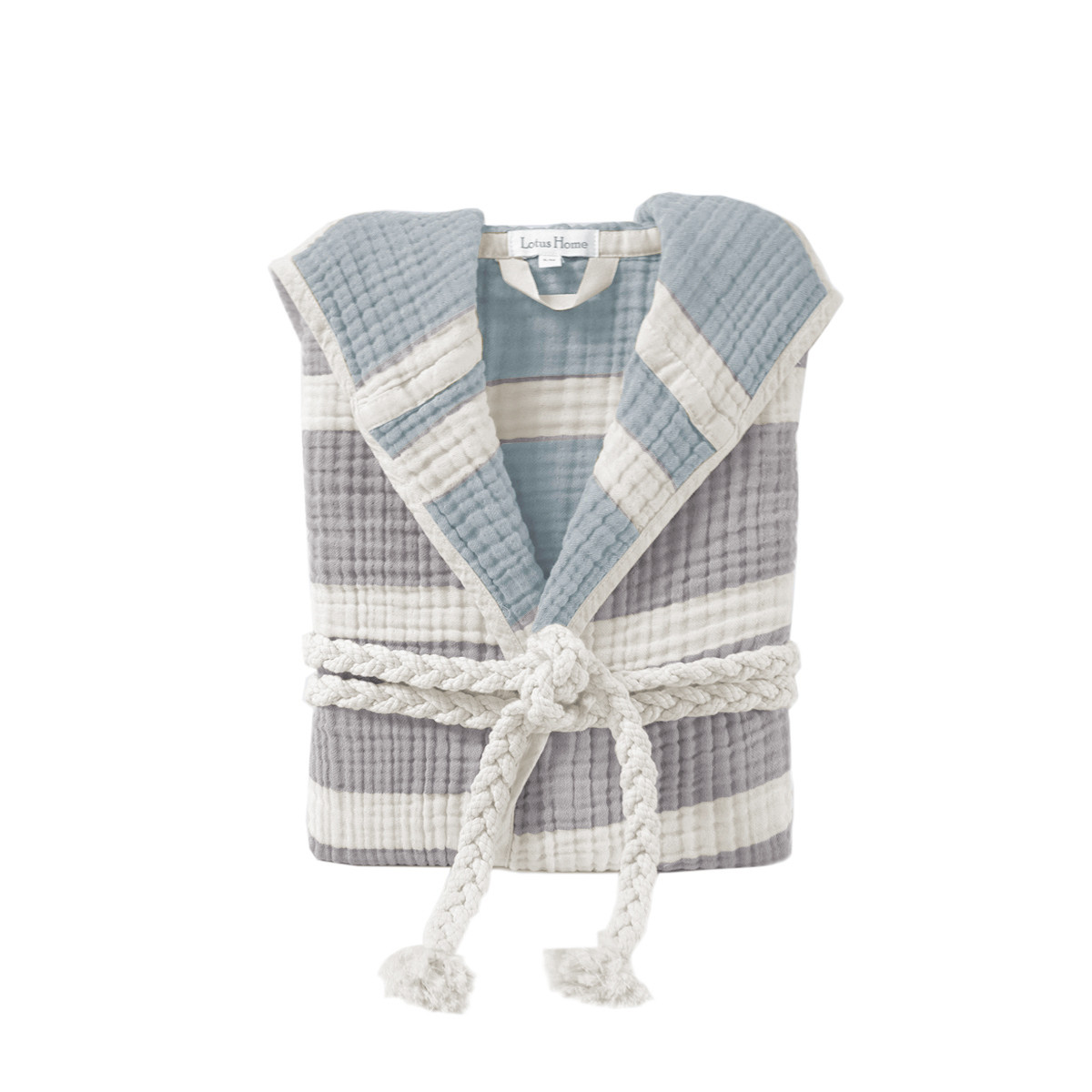 Халат Lotus Home Milana muslin beige-lead blue L/XL