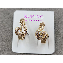 Сережки Xuping 6,5*12мм, круглий замок, 18к