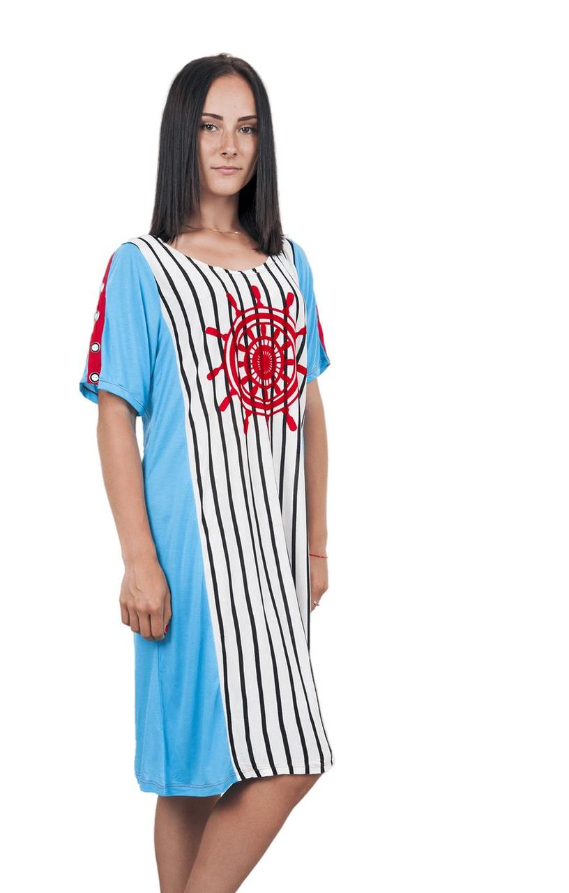 Домашній штяг Sccalla Туніка 2114 блакитна вставка М, фото 1