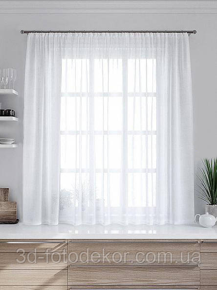 Тюль для кухні Вуаль білий, висота - 1,30м, ширина - 2,90м, (на карниз 2,0м)