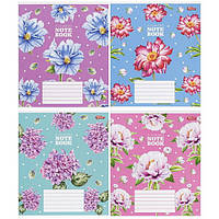 Зошит шкільний 18 аркушів лінія, серія "Квіткова", білизна 100%