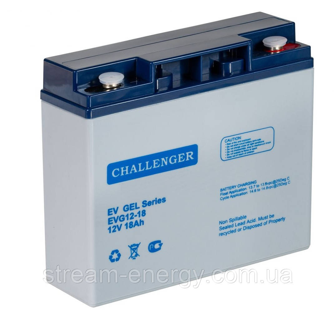Акумуляторна батарея 12В, 18аг Challenger EVG12-18 - для скутера, інвалідний візок, баггі, фото 1