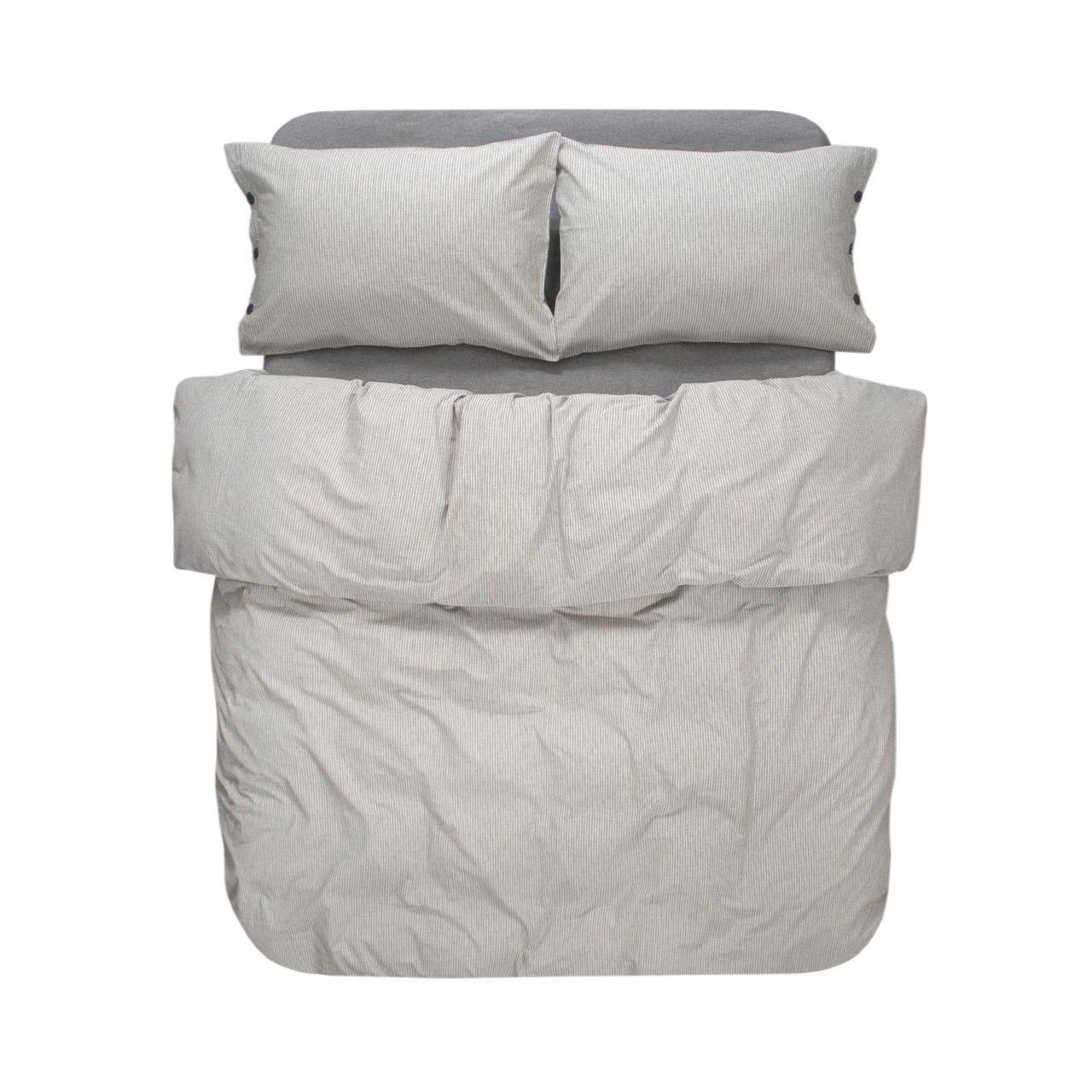 Постільна білизна Lotus Home Washed cotton Pinstripe antracite полуторний, фото 1