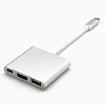 Переходник хаб 3 в 1 Alitek USB Type-C - HDMI/USB 3.0/Type-C 4K ULTRA HD Silver, фото 3