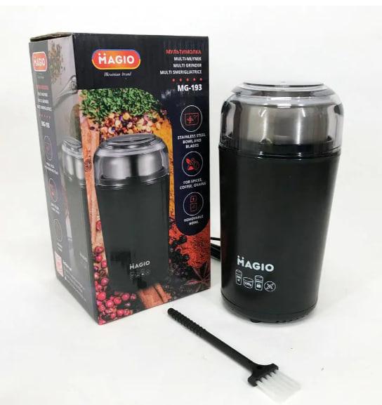 Електрична кавомолка Magio MG-193 мультимолка подрібнювач кавових зерен спецій чорна 200 Вт, фото 1