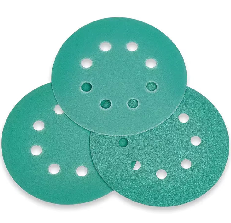 Керамічний шліфувальний круг 150мм P2000 з 8 отворами зелений, Абразивний шліфувальний кружок на липучці