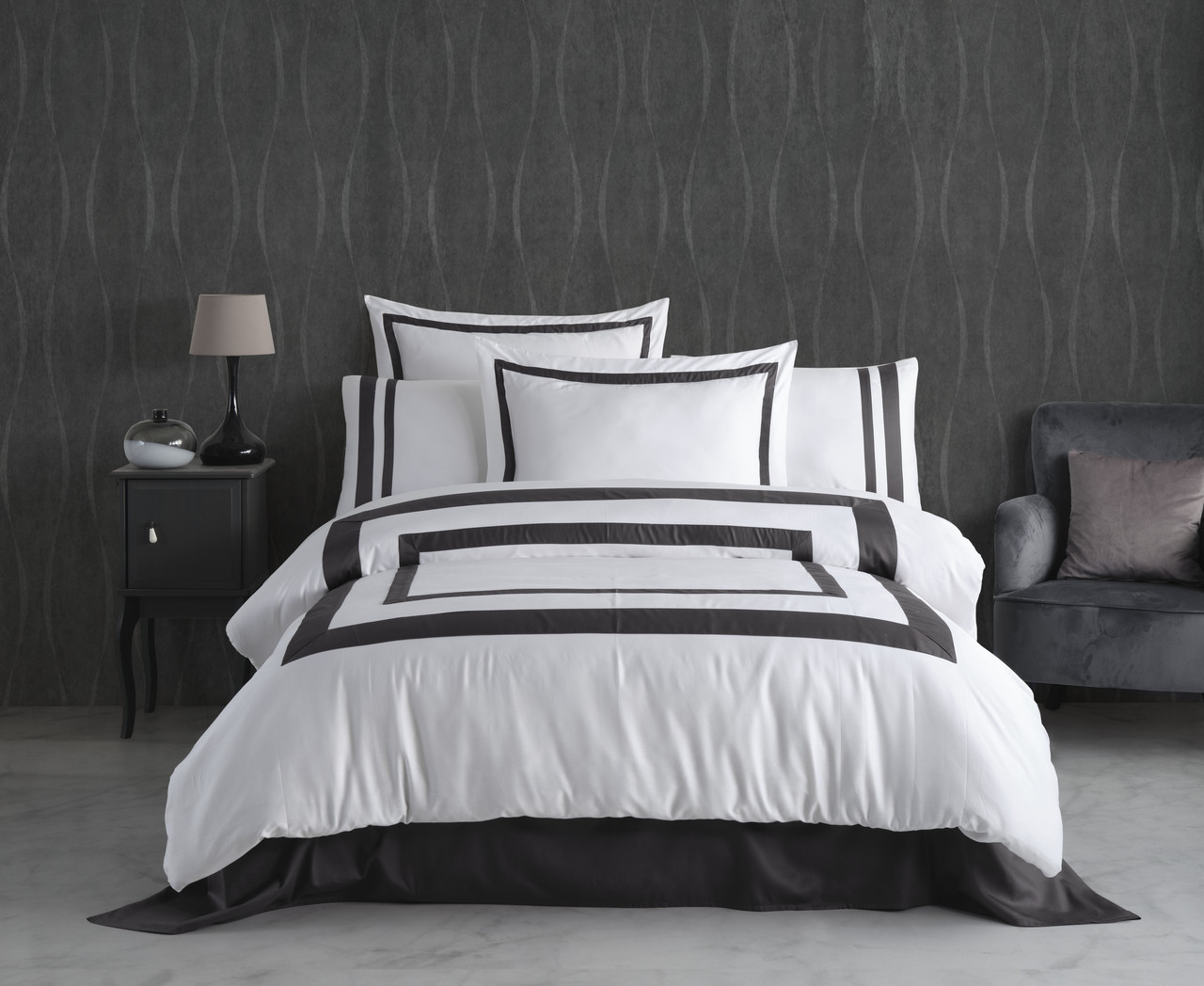 Постільна білизна Dantela Vita сатин - Vitali antrasit антрацит євро, фото 1