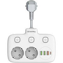 Мережевий фільтр-подовжувач СolorWay 2 розетки/4USB White (CW-CHE24PDW), фото 4