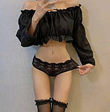 Жіночі сексуальні трусики для рольових ігор із відкритою промежиною, білі еротичні трусики з вирізом M, фото 4