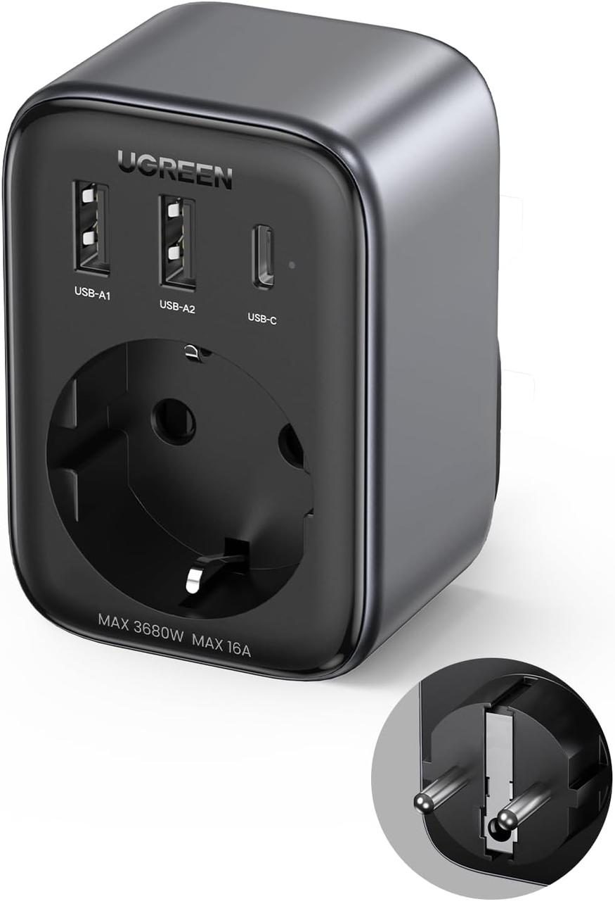 Мережевий зарядний пристрій UGREEN Nexode USB 4-в-1 Multi Socket 30 W Quick Charge USB C Black (CD314)