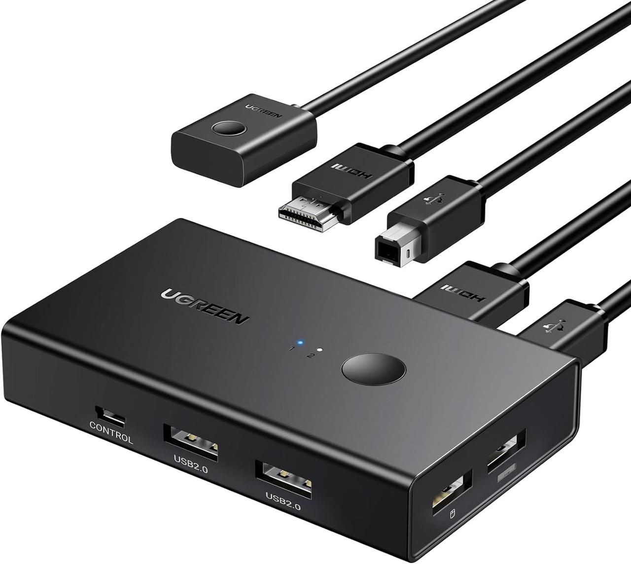 KVM-перемикач Ugreen з 4 портами USB перемикач USB і HDMI Black (CM571), фото 1