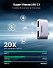 USB-хаб розгалужувач Ugreen HUSB C Hub на 2 порти USB 3.1 10 Гбіт/с Grey (CM413), фото 4