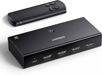 Комутатор Switch Ugreen HDMI 2.2 Switch 3 in 1 4K@60 Гц HDMI-розгалужувач 3 в 1 вихід з пультом Black (CM598)